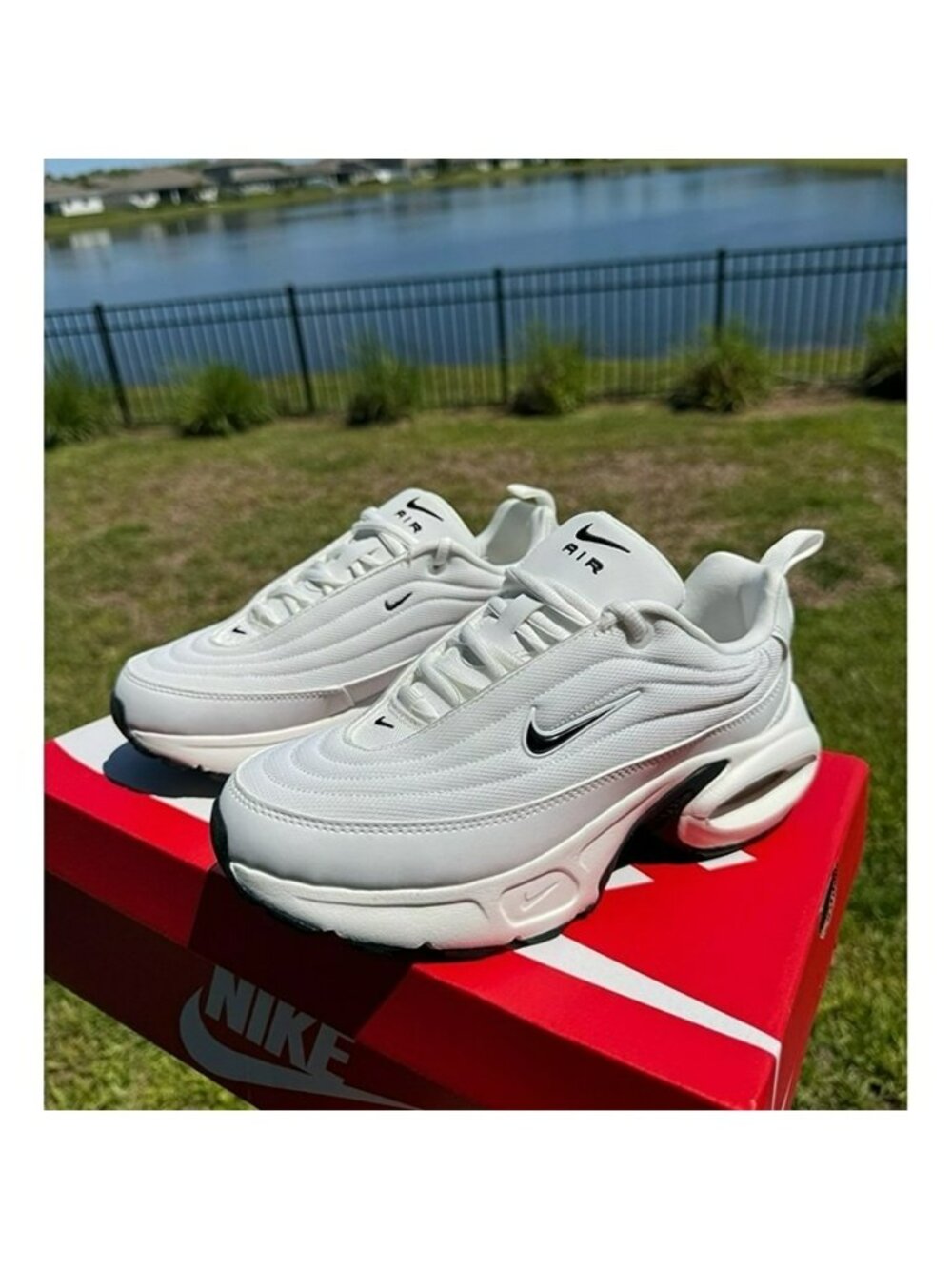 * SIZE 10 WOMEN'S NIKE AIR MAX PORTAL SUMMIT WHITE / BLACK HF3053-103 SNEAKERS